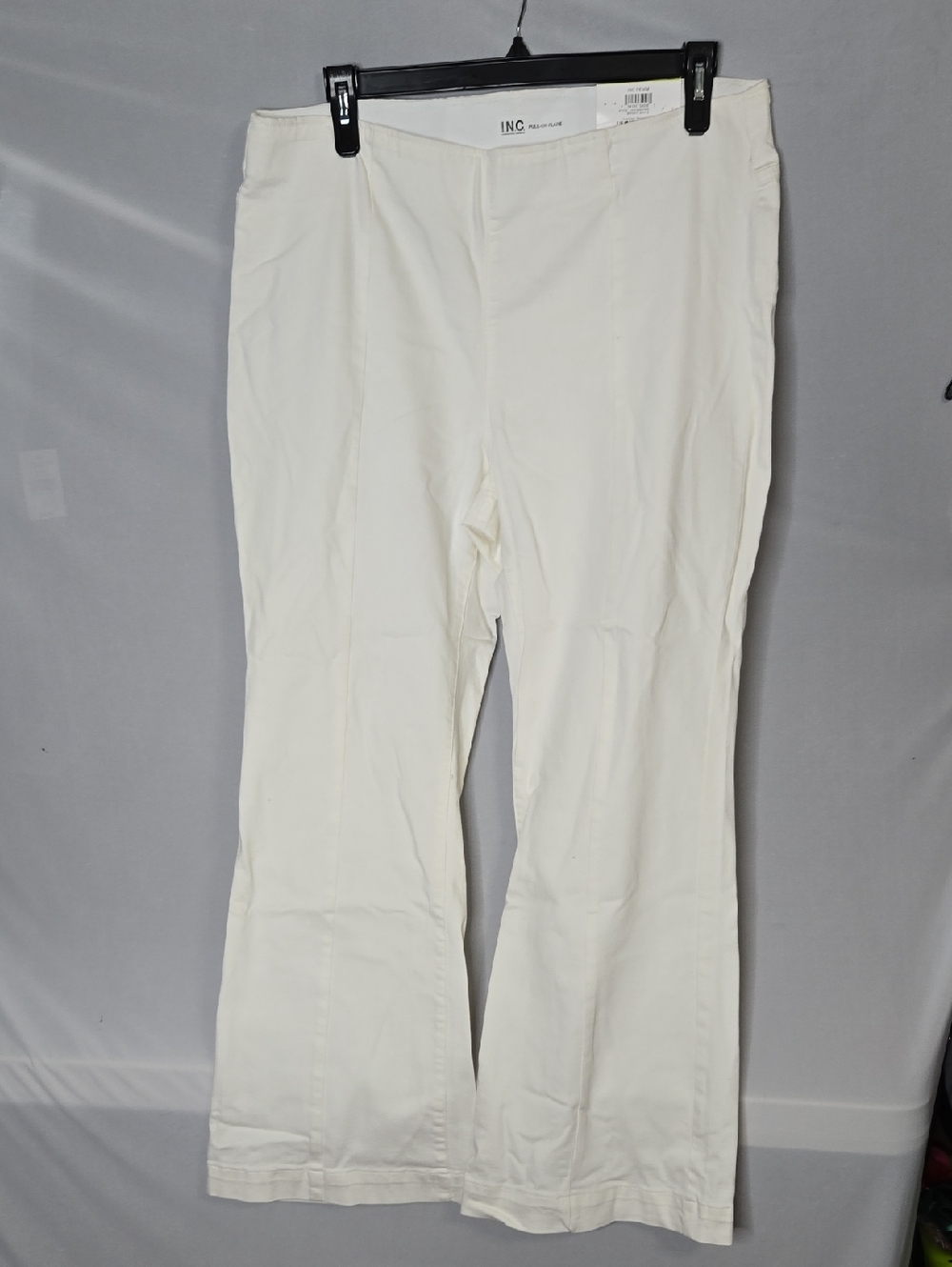 INC International Concepts Bright White Flare Regular High Rise  Pants 18W NWI